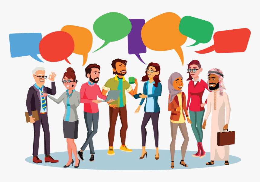 A Diverse Group Of People Chatting With Colorful Speech - People With Bubbles, HD Png Download, Free Download