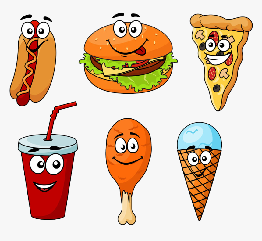 Ice Cream Fast Food Cheeseburger Hot Dog Hamburger - Cartoon Images Of Junk Food, HD Png Download, Free Download