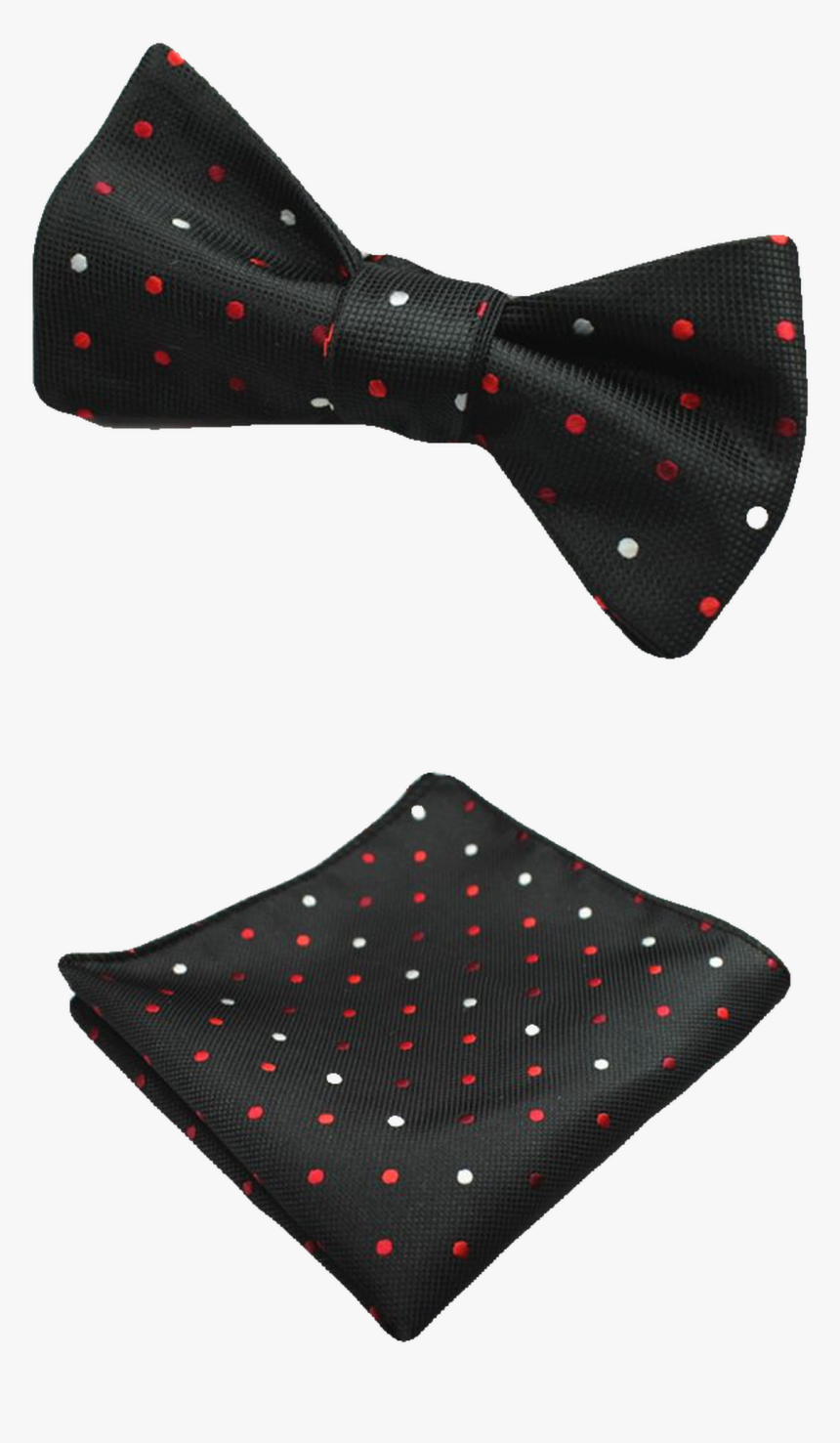 Black, White And Red Polka Dot Bow Tie And Pocket Square - Polka Dot, HD Png Download, Free Download