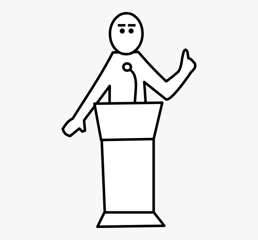 Speaker, Podium, Presentation, Seminar, Speech, Talk - Speech Clipart Black And White, HD Png Download, Free Download