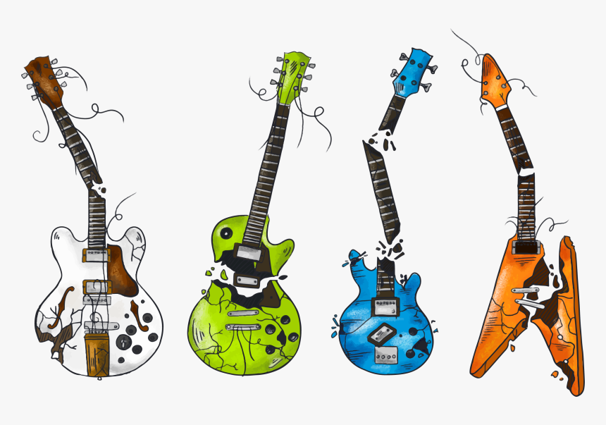 Ukulele Bass Guitar Illustration - Broken Guitar Illustration, HD Png Download, Free Download
