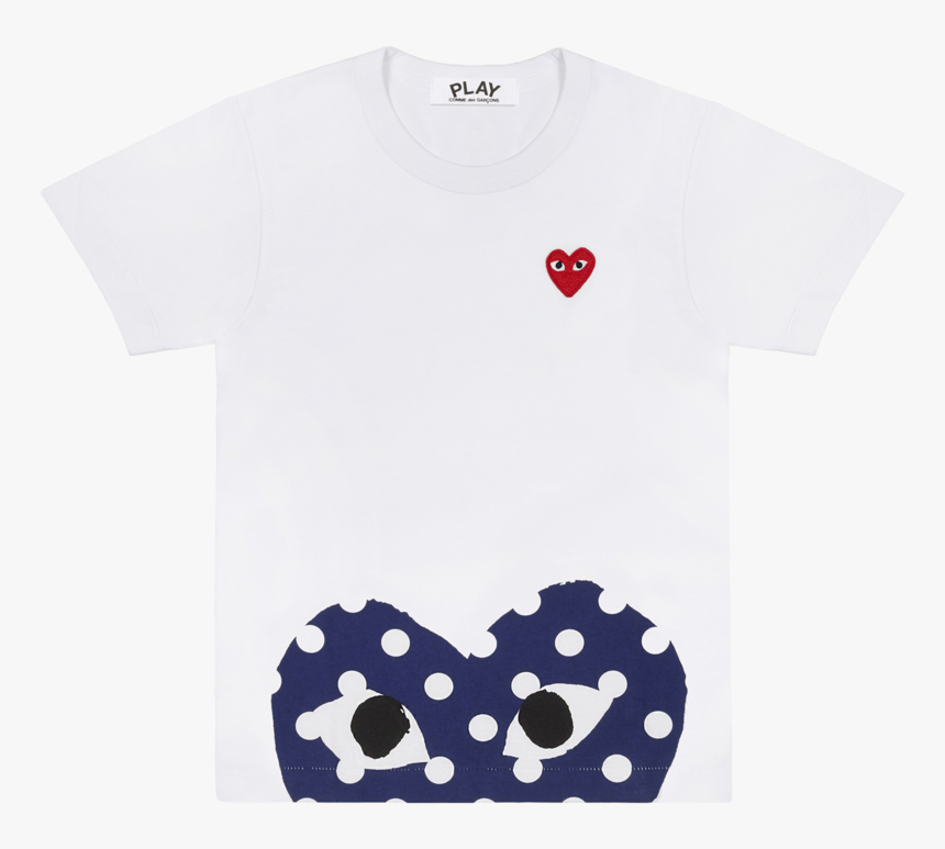 Cdg P1t236 Play Polka Dot T-shirt White - Comme Des Garcons Logo Sleeve, HD Png Download, Free Download