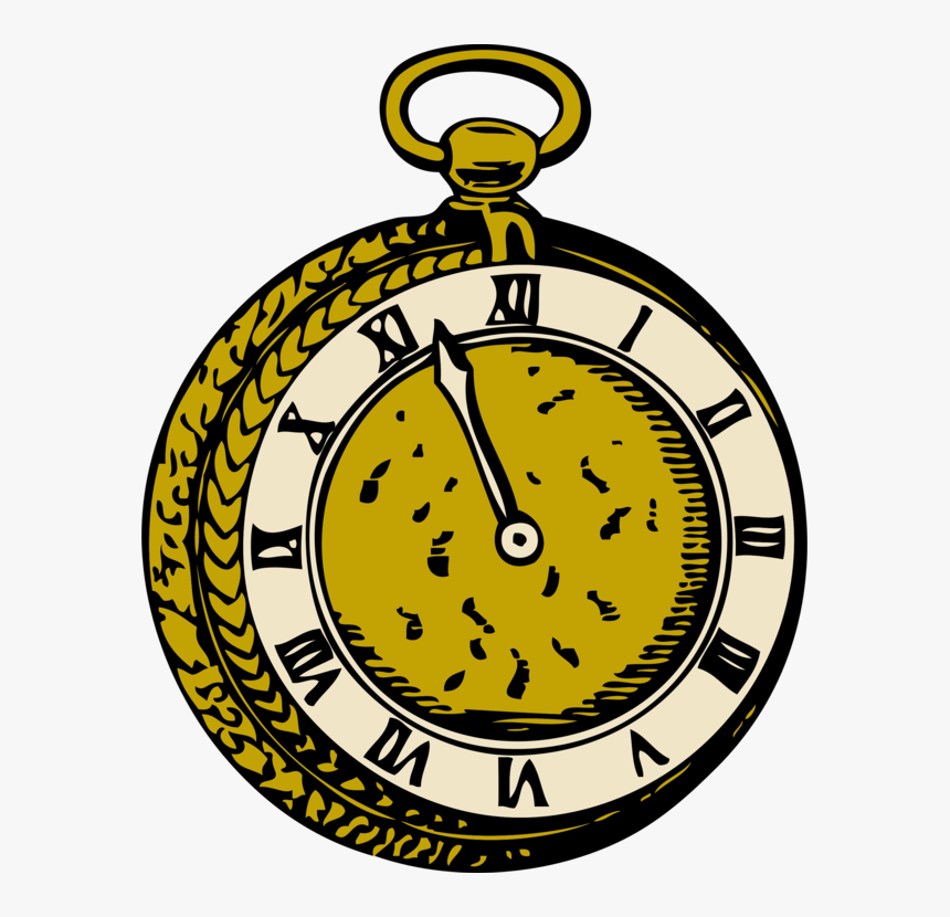 Clock,artwork,yellow - Pocket Watch Clip Art, HD Png Download, Free Download