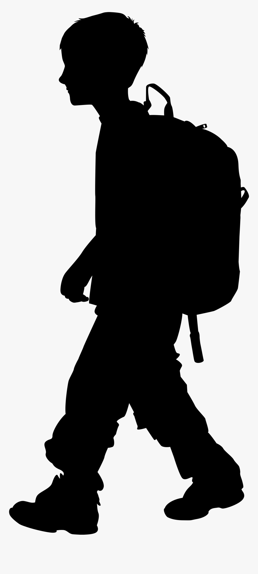 Hiker Vector Siluet - Boy With Backpack Silhouette, HD Png Download, Free Download