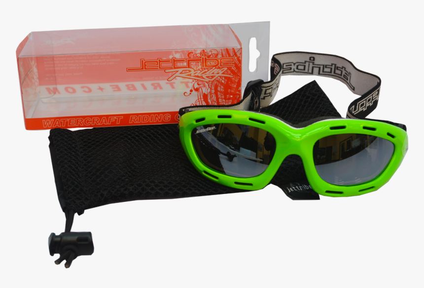 Classic Green Neon Frame/smoke Lens Goggles Pwc - Plastic, HD Png Download, Free Download