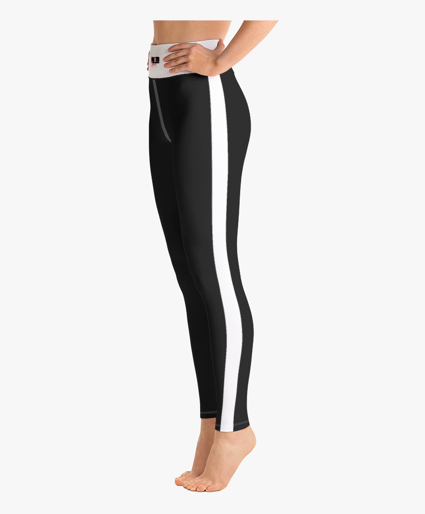 Pwm Signature Gym Leggings Black With White Stripe - Leggings, HD Png Download, Free Download