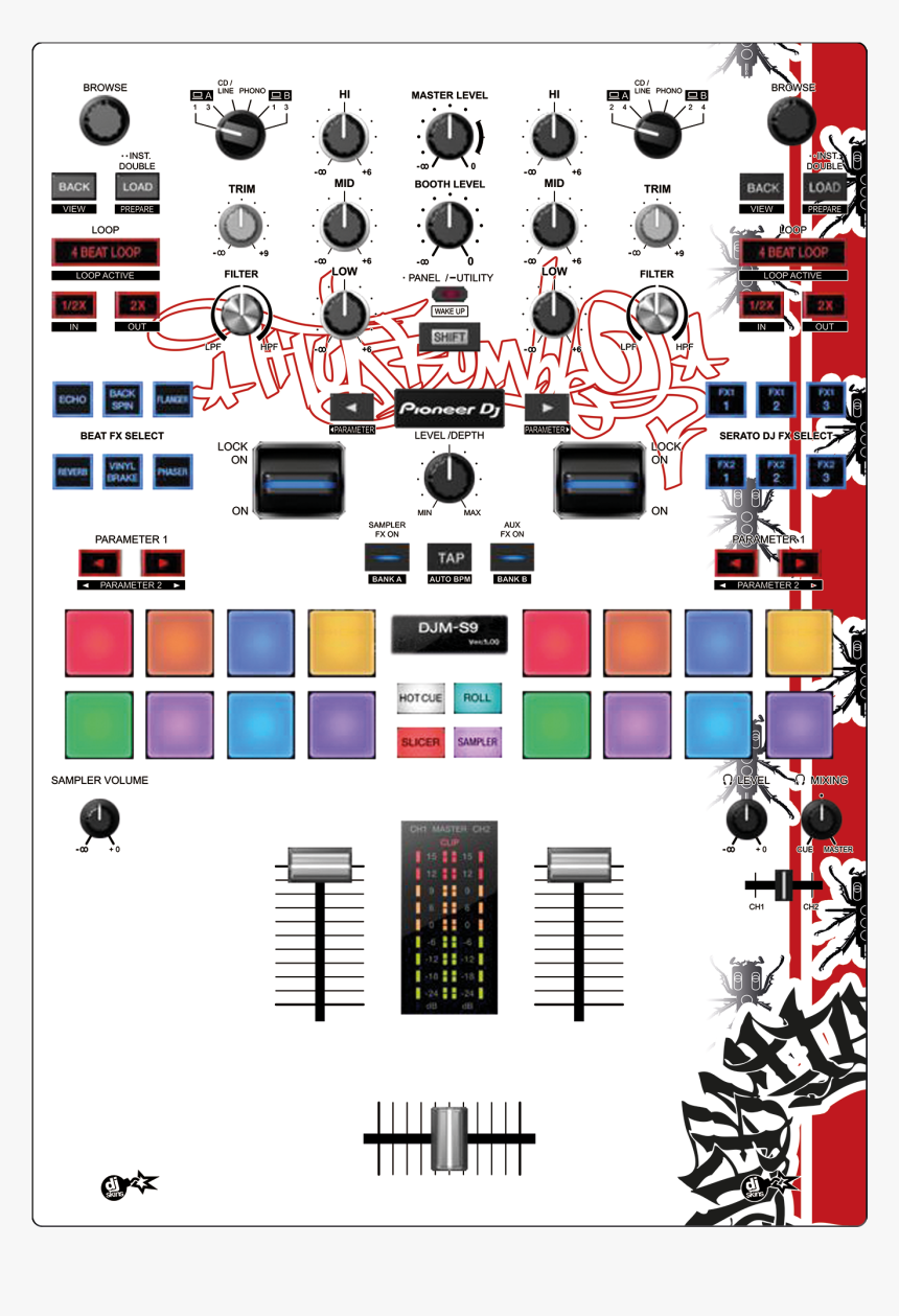 Dj-skins Pioneer Dj Djm S9 Skin Qbert Dmc Worldfinals - Silver Pioneer S9 Mixer, HD Png Download, Free Download