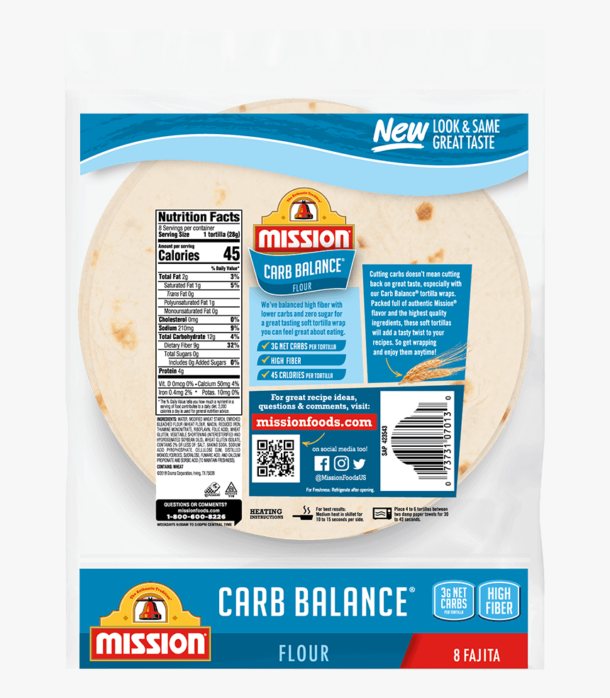 Mission Low Carb Tortilla Nutrition Information, HD Png Download, Free Download