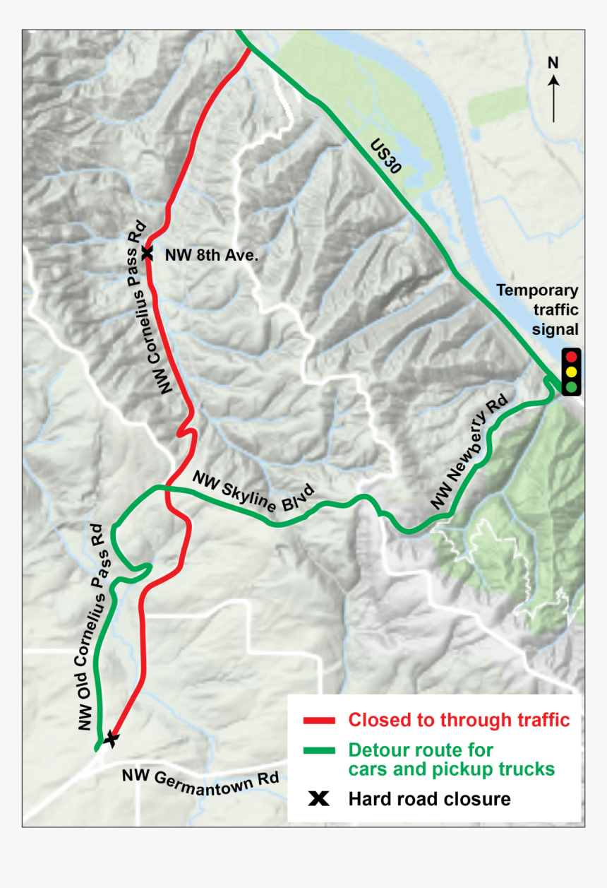 Cornpass Car Detour Route 5 15 19 "
 Class="img Responsive - Cornelius Pass Road Closure, HD Png Download, Free Download