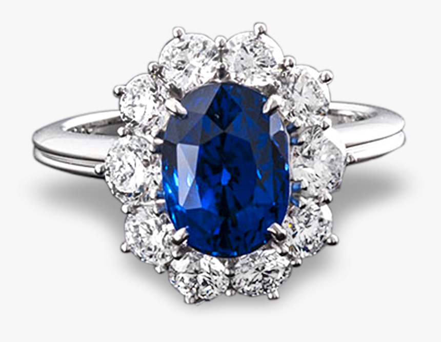 No-heat Ceylon Sapphire And Diamond Ring, - Ceylon Sapphire And Diamond Ring, HD Png Download, Free Download