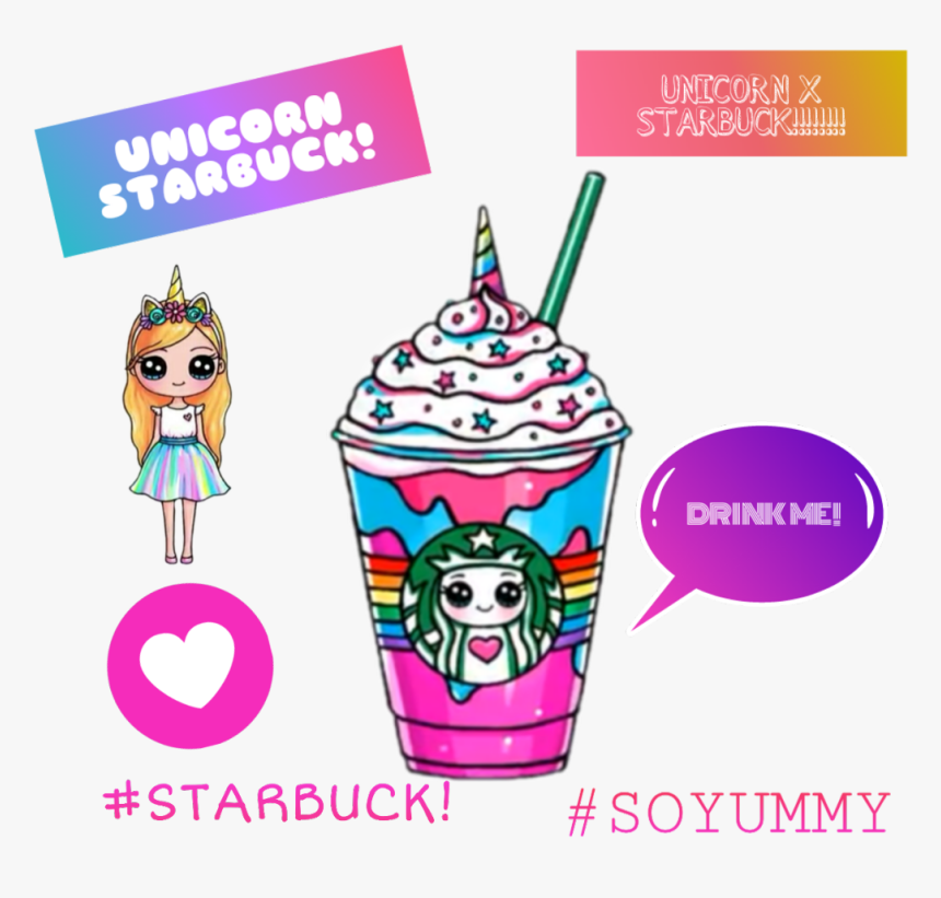 #sticker
#unicorn Starbuck
#so Yummy
#drink - Kawaii Starbucks, HD Png Download, Free Download