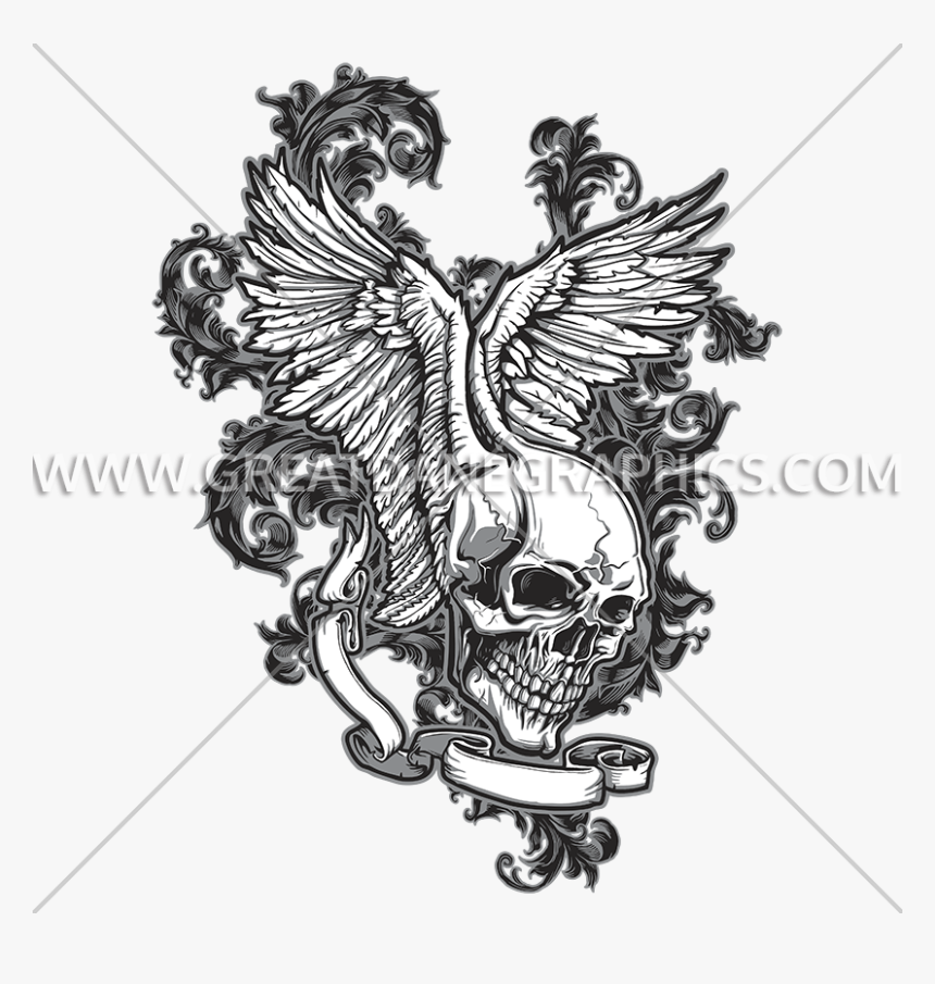 Wing Clipart Skull - Illustration, HD Png Download - kindpng