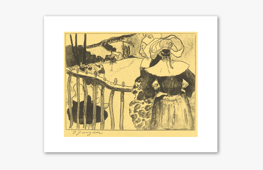 Breton Women At A Fence Buypaul Gauguin - Breton Women Beside A Fence, HD Png Download, Free Download