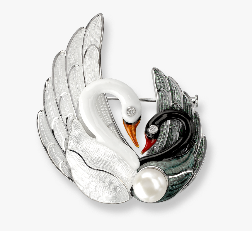 Nicole Barr Designs Sterling Silver Swans Brooch-white - Body Jewelry, HD Png Download, Free Download