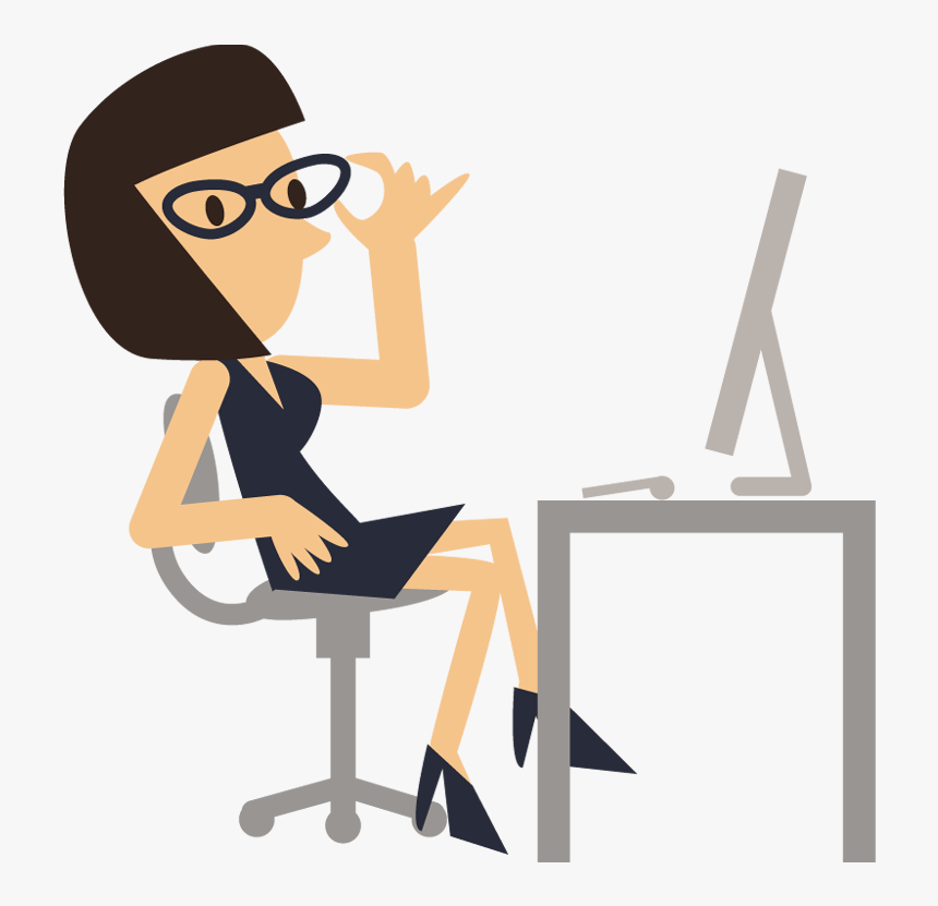 Young Clipart Sit - Clip Art Girl Work, HD Png Download, Free Download