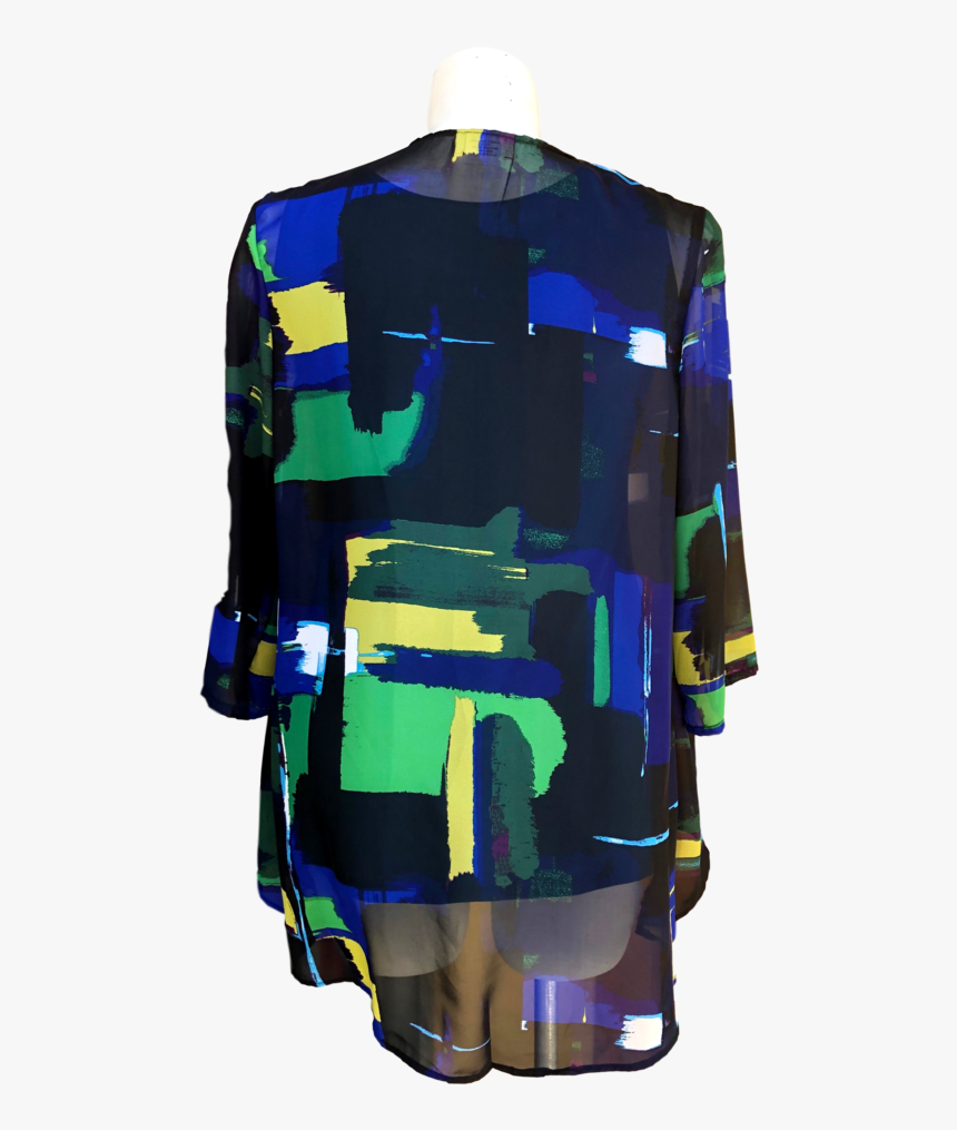 Sheer Chiffon Kimono Jacket In Green Gold Abstract - Garment Bag, HD Png Download, Free Download