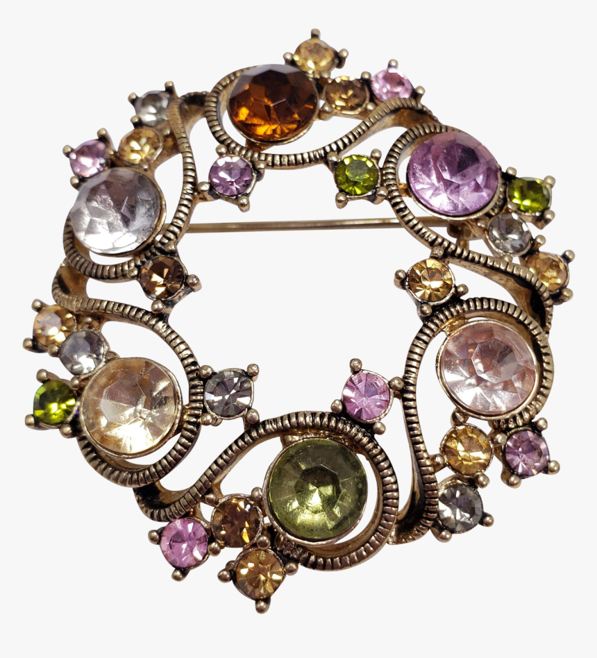 Vintage Monet Antique Gold Tone Color Rhinestone Round - Bracelet, HD Png Download, Free Download