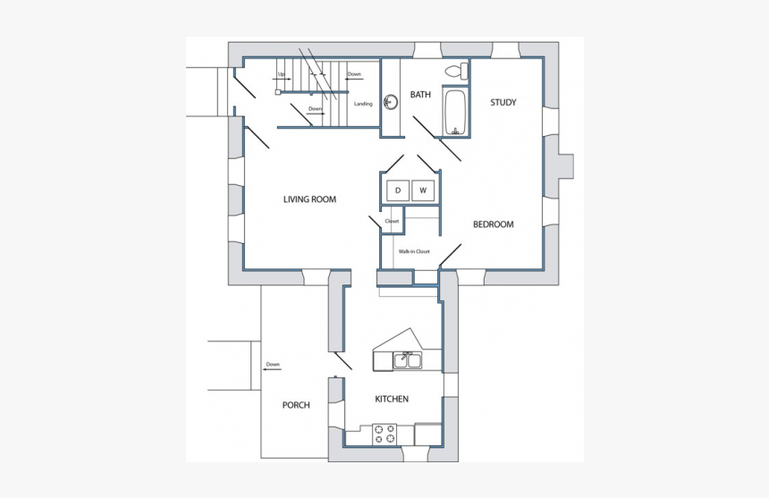 Strasser House 1 Bed 1 Bath Plan A - Floor Plan, HD Png Download, Free Download