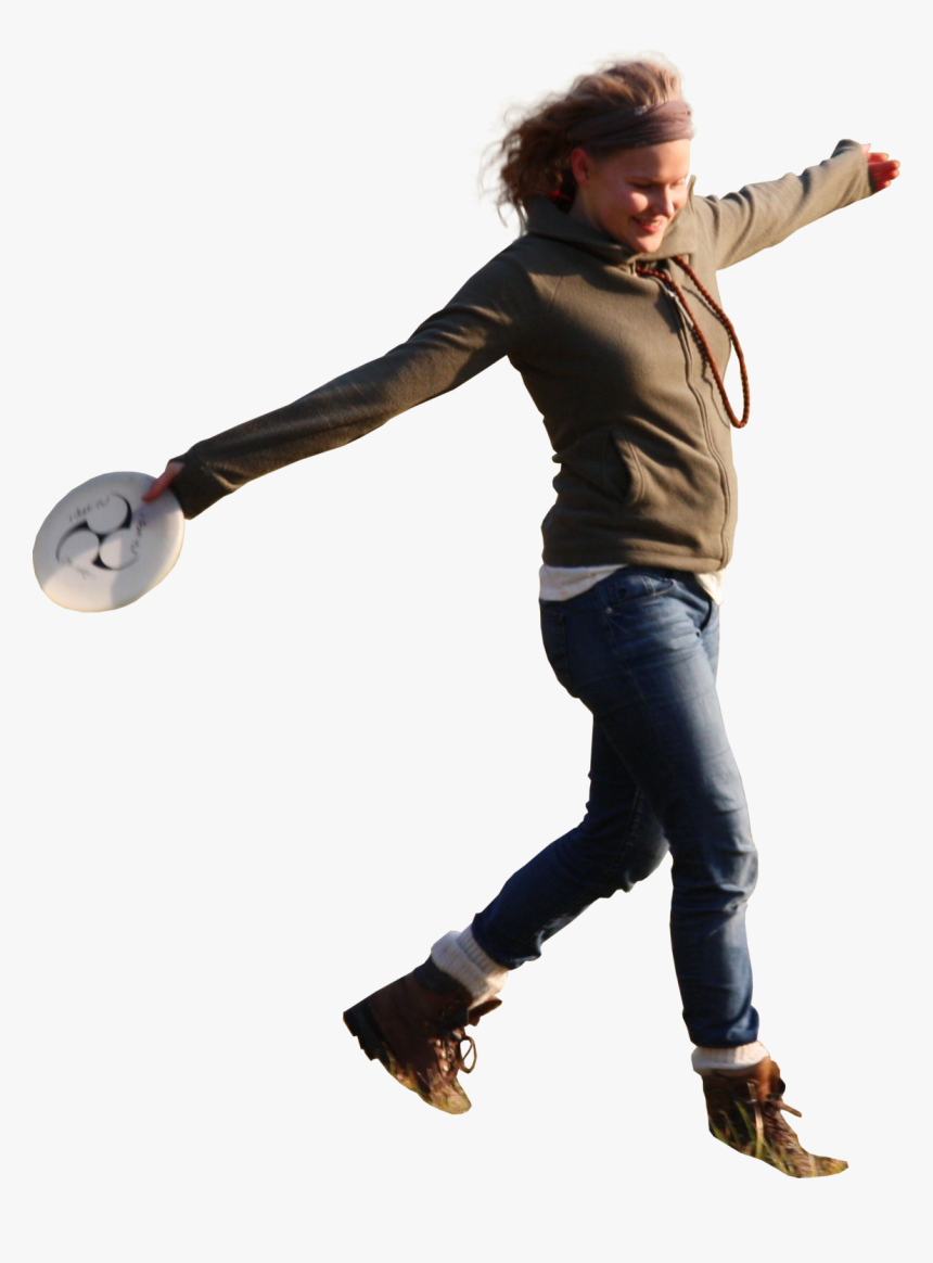 Womanjumpingfrisbee - People Playing Frisbee Png, Transparent Png, Free Download