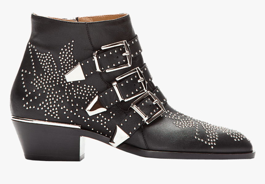 Chloe Black Leather Silver-tone Studded Susanna Suzanna - Motorcycle Boot, HD Png Download, Free Download