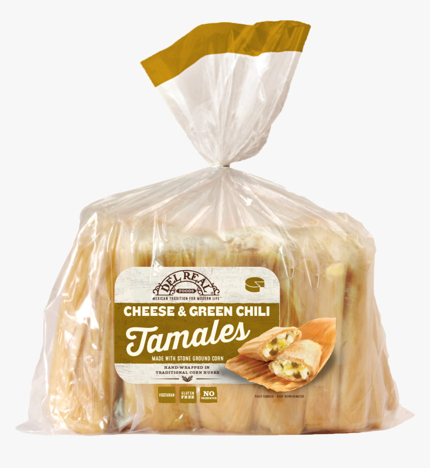 Del Real Foods Cheese And Green Chili Tamales - Green Chile Cheese Tamales Costco, HD Png Download, Free Download