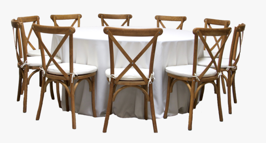 Round Banquet Table With 10 Honey Brown Cross-back, HD Png Download, Free Download