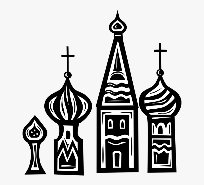 Vector Illustration Of Russian Eastern Orthodox Christian - Russia Church Clipart Black And White, HD Png Download, Free Download