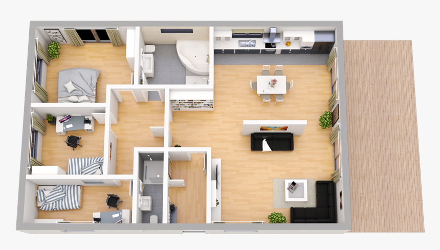 Main Furnished Floorplan3d Image - План Дома В 2d, HD Png Download, Free Download