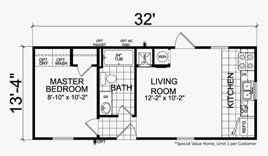 Thrifty Two Bedroom Single Wide Mobile Home Floor Plans Hd Png