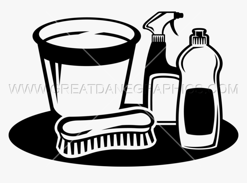 Clean Clipart Bucket - Line Art Cleaning Supplies, HD Png Download, Free Download