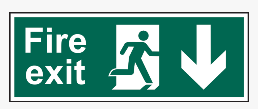 Fire Exit Sign Arrow Down, HD Png Download, Free Download