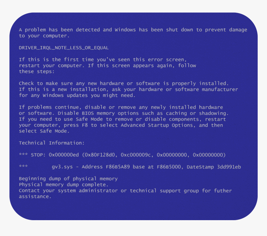 Windows Xp/7 Blue Screen Of Death Mousepad"
 Class= - Problem Has Been Detected And Windows Has Been Shutdown, HD Png Download, Free Download