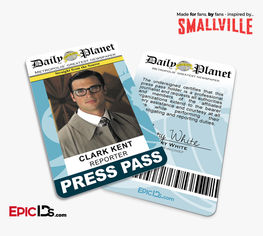 Smallville Tv Series Inspired Daily Planet Press Pass - Daily Planet Press Pass Clark Kent, HD Png Download, Free Download