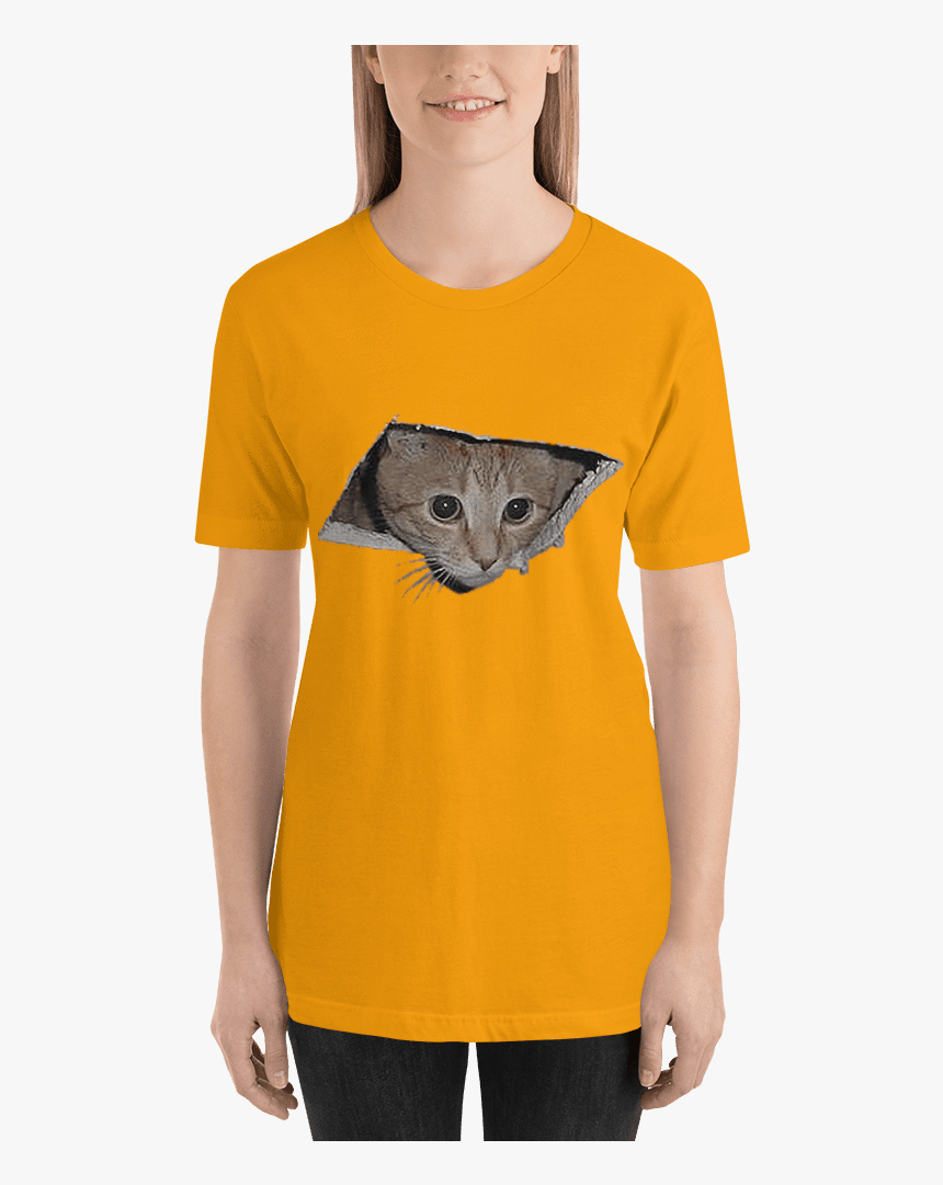Shopping Peeping Cat Gold / 3xl - T-shirt, HD Png Download, Free Download