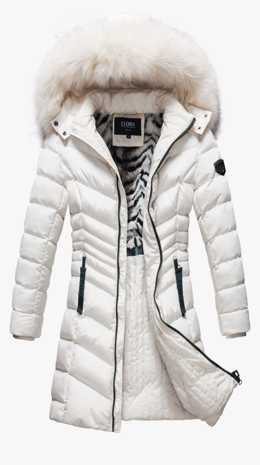 Gray Women's Puffer Coat With White Fur, HD Png Download, Free Download