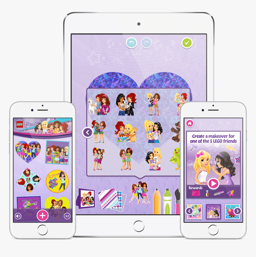 An Ipad And Two Iphones Showing Uis From The Lego Friends - Iphone, HD Png Download, Free Download