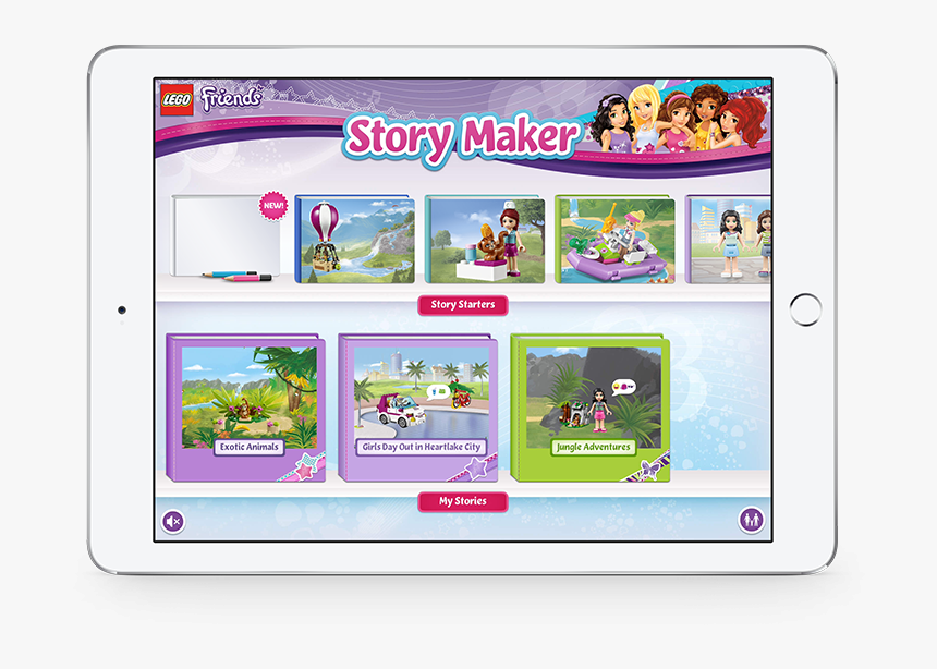 A Tablet Device Displaying The Lego Friends Story Maker - Lego Friends Story Maker, HD Png Download, Free Download