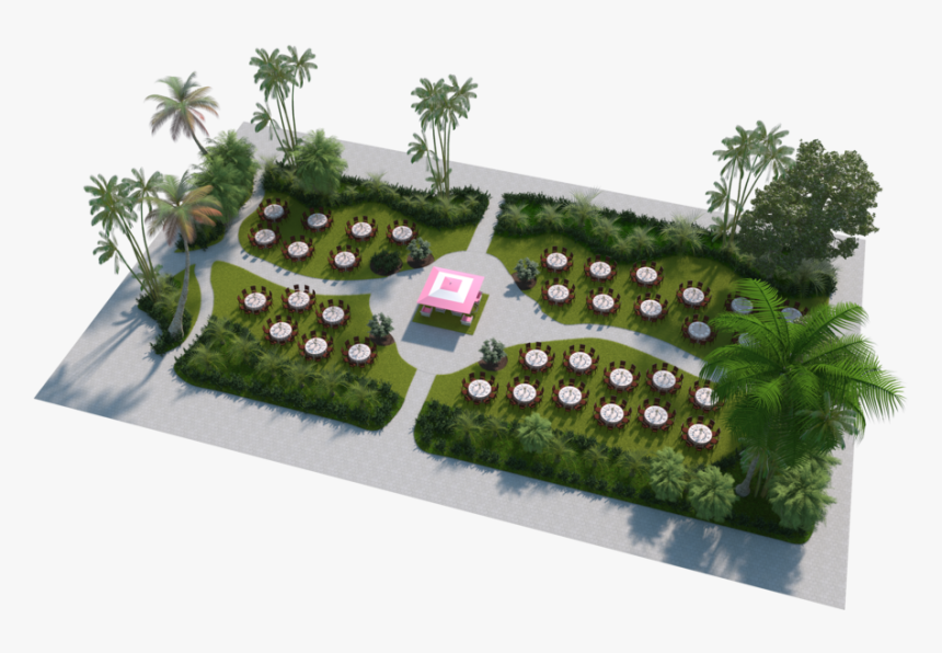 Garden Patio Banquet Set-up 3d Floorplan - Hotel Coronado Garden Patio Wedding, HD Png Download, Free Download