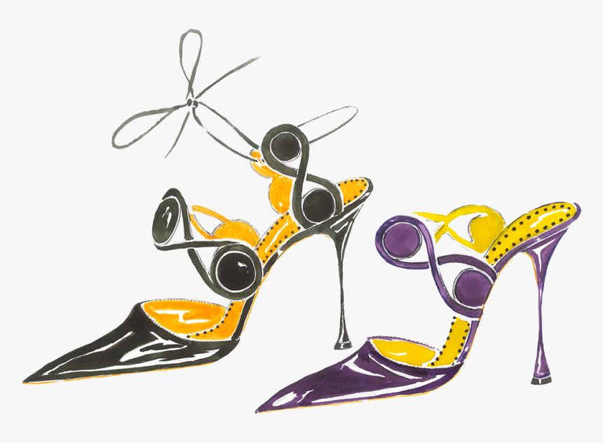 A Sketch Of Two Mocheta Shoes, One Black One Purple - Basic Pump, HD Png Download, Free Download