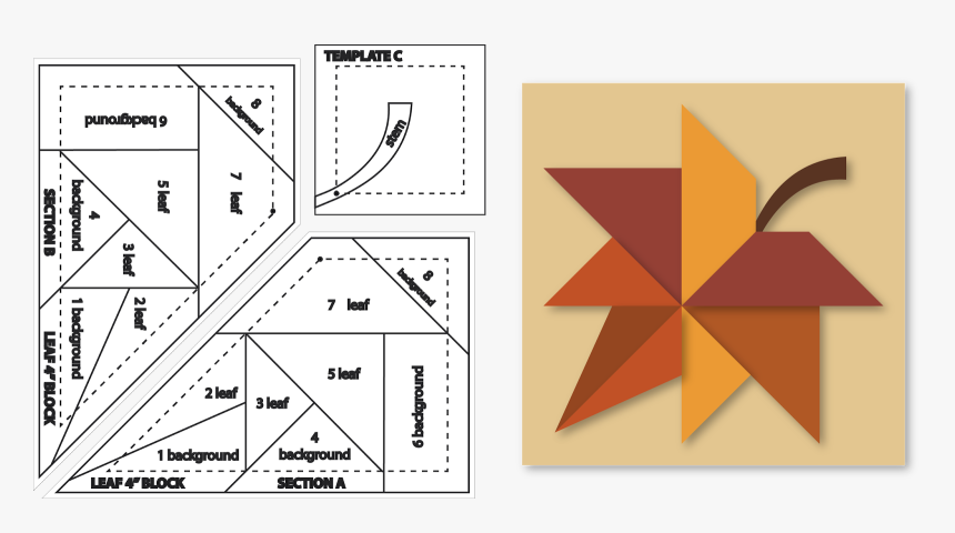 Autumn Leaf Quilt Block Pattern, HD Png Download, Free Download