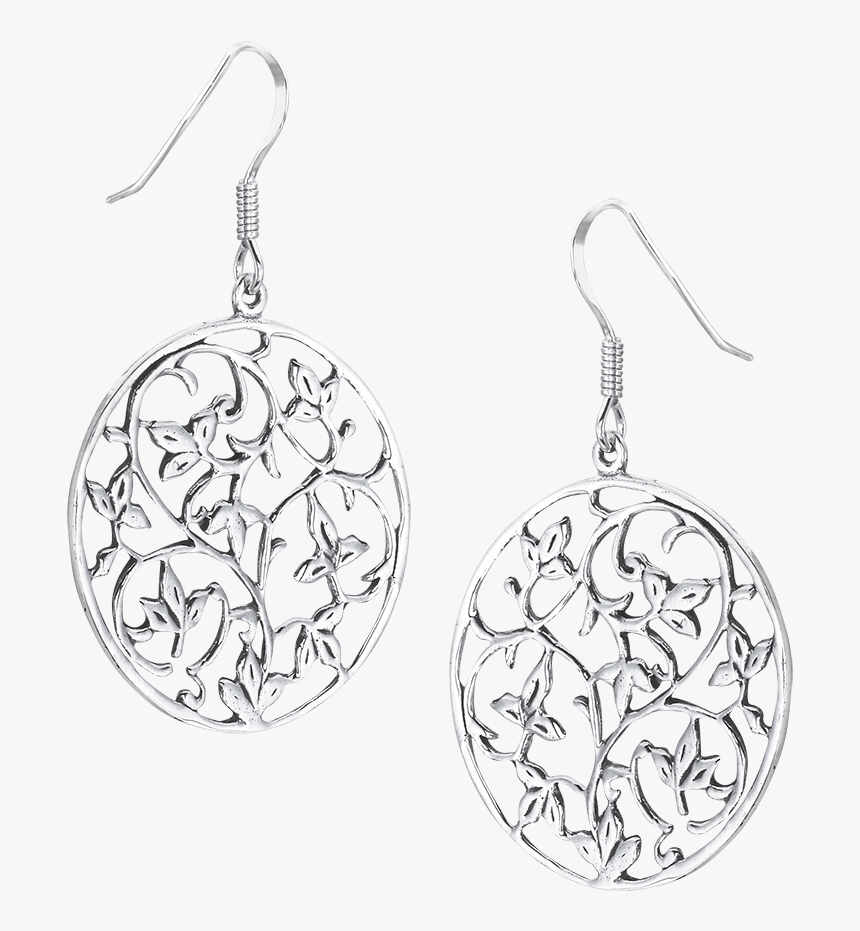 Sterling Silver Curling Vine Earrings - Earrings, HD Png Download, Free Download