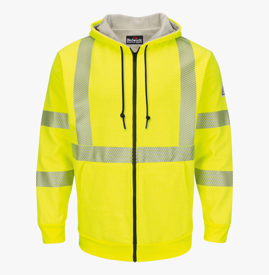 Men"s Fleece Fr Hi Visibility Zip Front Hooded Sweatshirt - Bulwark Hi Vis Sweatshirt, HD Png Download, Free Download