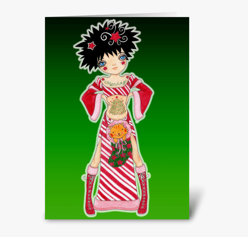 Tattoo Girl Cool Christmas Greeting Card - Illustration, HD Png Download, Free Download