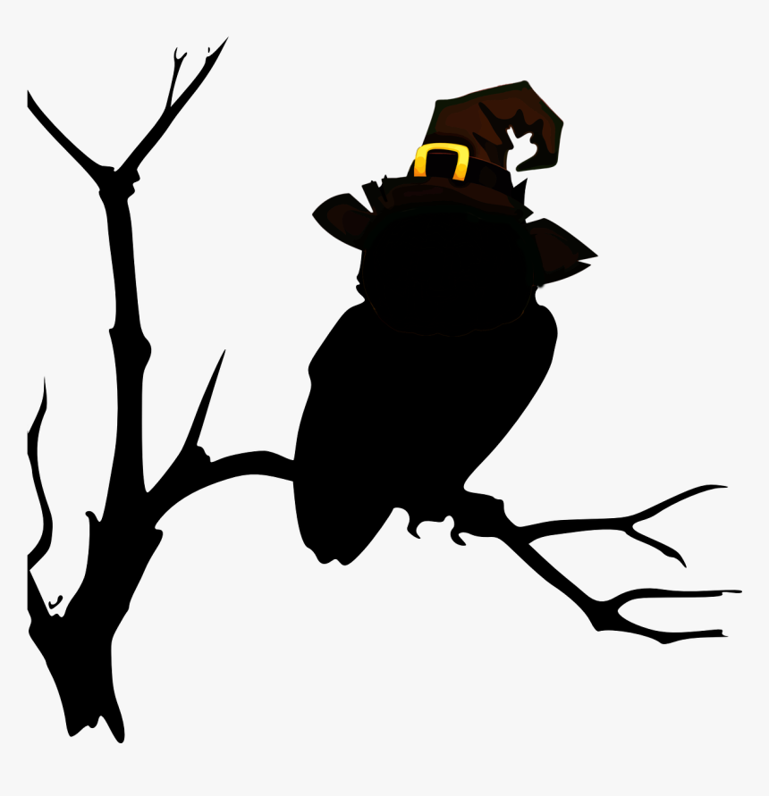 Owl On A Tree Stencil, HD Png Download, Free Download