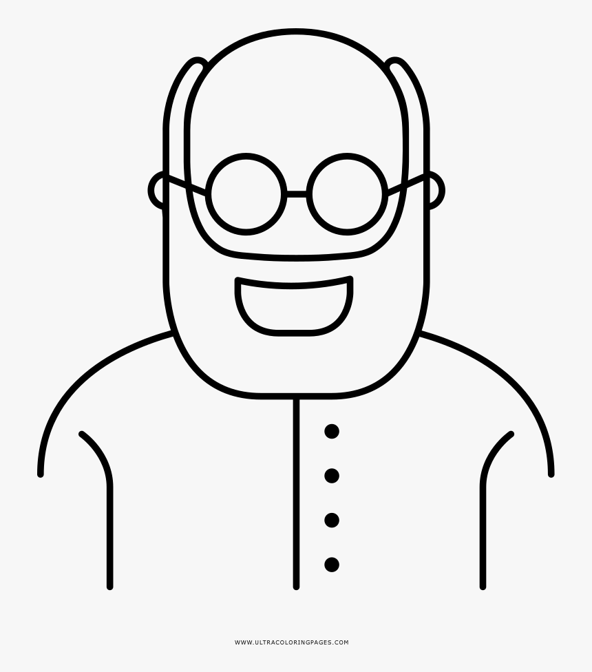 Old Man Coloring Page - Man With Glasses Coloring Page, HD Png Download, Free Download