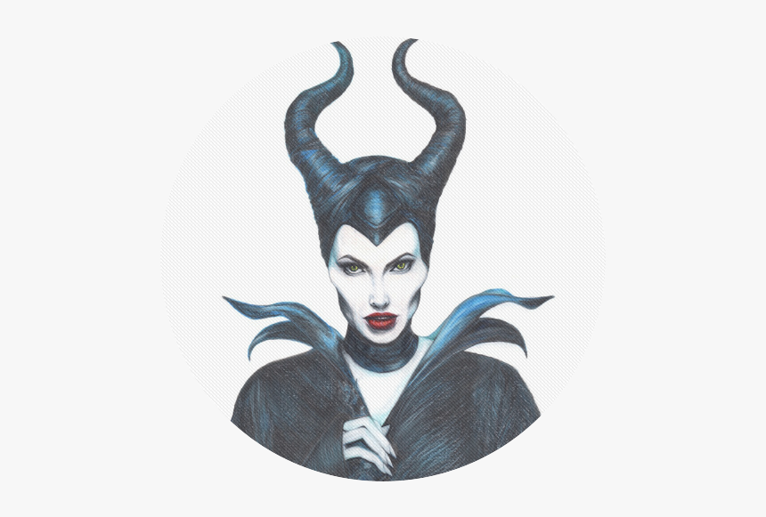 Maleficent Drawing Round Mousepad - Angelina Jolie Film Maleficent, HD Png Download, Free Download