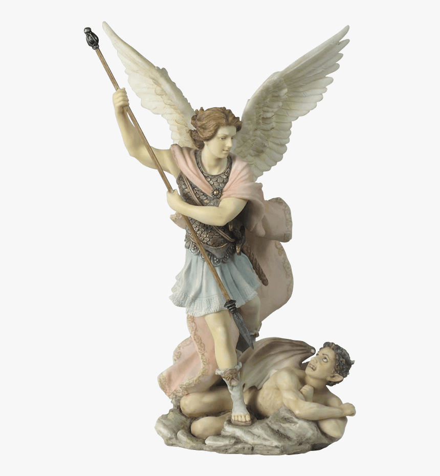 Saint Michael Slaying A Demon With Spear - St Michael Statue, HD Png Download, Free Download