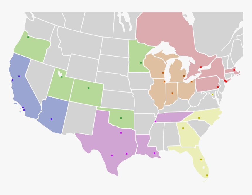 Map Of Usa And Canada, Nba, Zoom - New York Red Bulls On Map, HD Png Download, Free Download