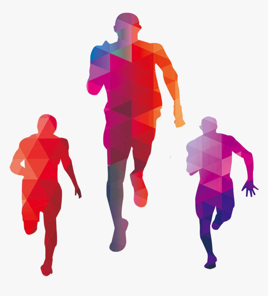 Silhouette T6k 4a5 Poster - Colourful Running Man Silhouette, HD Png Download, Free Download