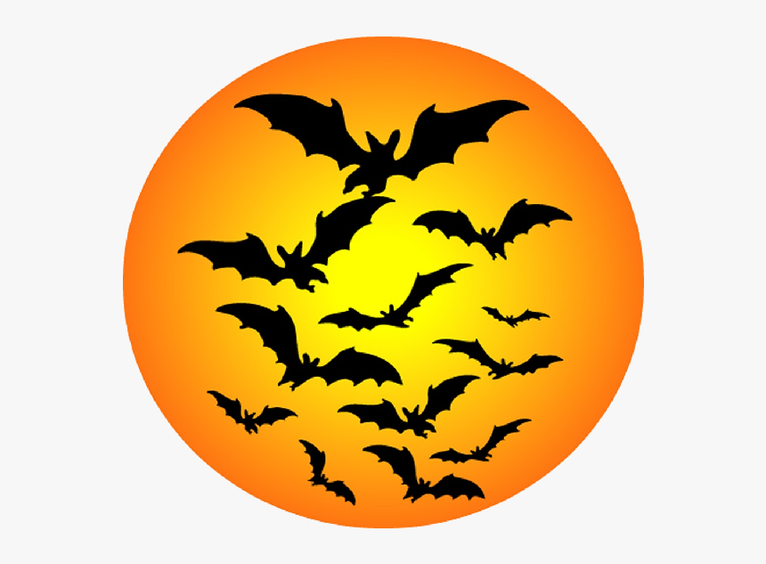 Moon With Bats Halloween Cartoon Clip Art - Halloween Clip Art, HD Png Download, Free Download